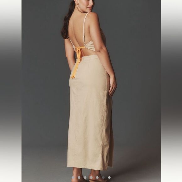 By Anthropologie Ruched  Slim Midi Dress - Picture 6 of 7